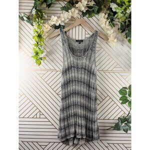 BEBE Women's Flowy Sleeveless Crotchet Knit Tank Top Striped Grey Size Medium